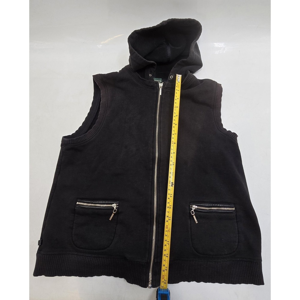 Lauren Jeans Co Ralph Lauren Black Sleeveless Zip Up Hoodie Vest‎ L Cotton USA